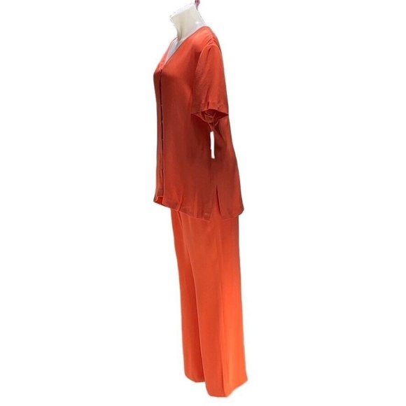 CYNTHIA HOWIE MAGGIE BOUTIQUE Pants Suit Silk Orange Wide Leg Womens Size 16 NEW - Picture 3 of 12